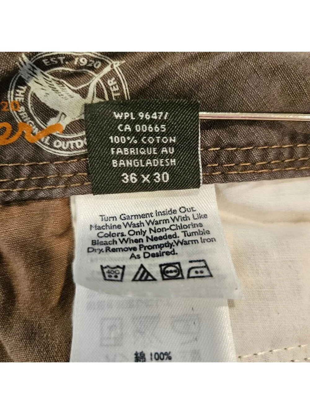 Eddie Bauer Mens 36x30 Khaki Cargo Pants Cotton Relaxed Fit Multi Pockets